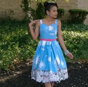 XS Lindy Bop Bernice in Paris Novelty Border Print